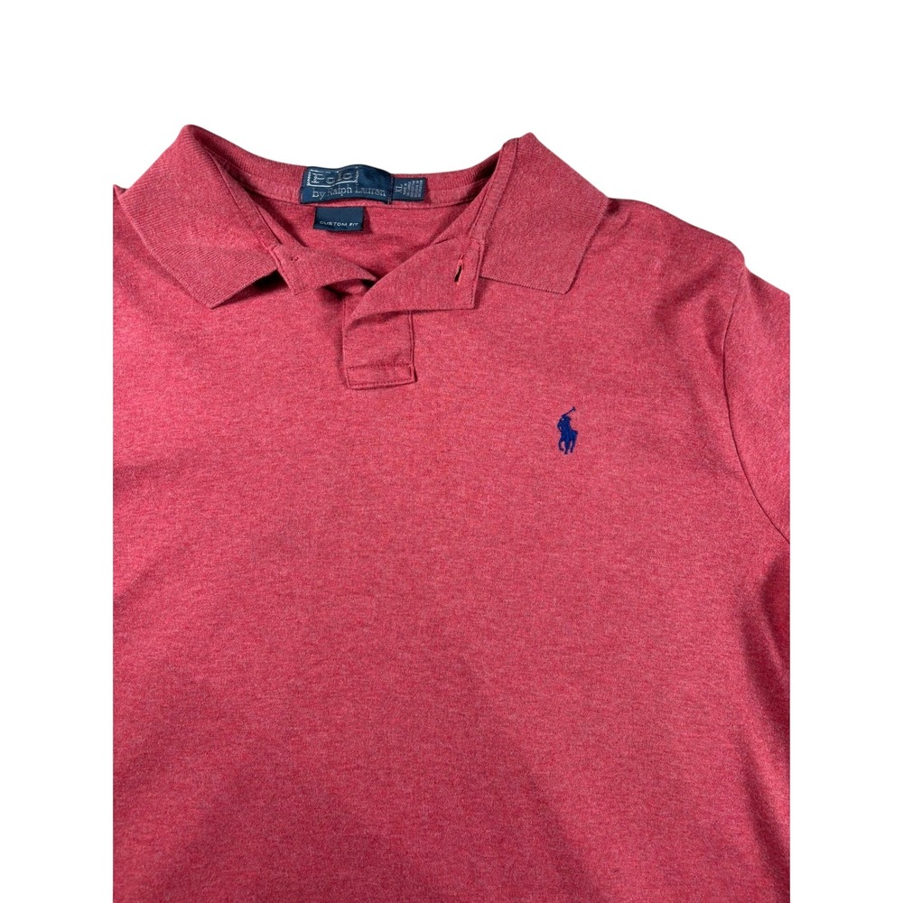 Polo Ralph Lauren Mens XL Custom Fit Heathered Red Short Sleeve Polo Shirt
